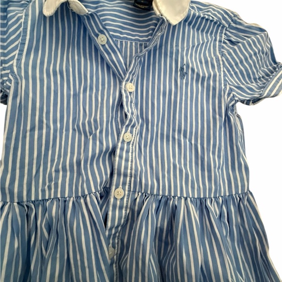 Polo Ralph Lauren Girls Blue & White Striped Shirt Dress | Size 5 | EUC - Picture 2 of 9